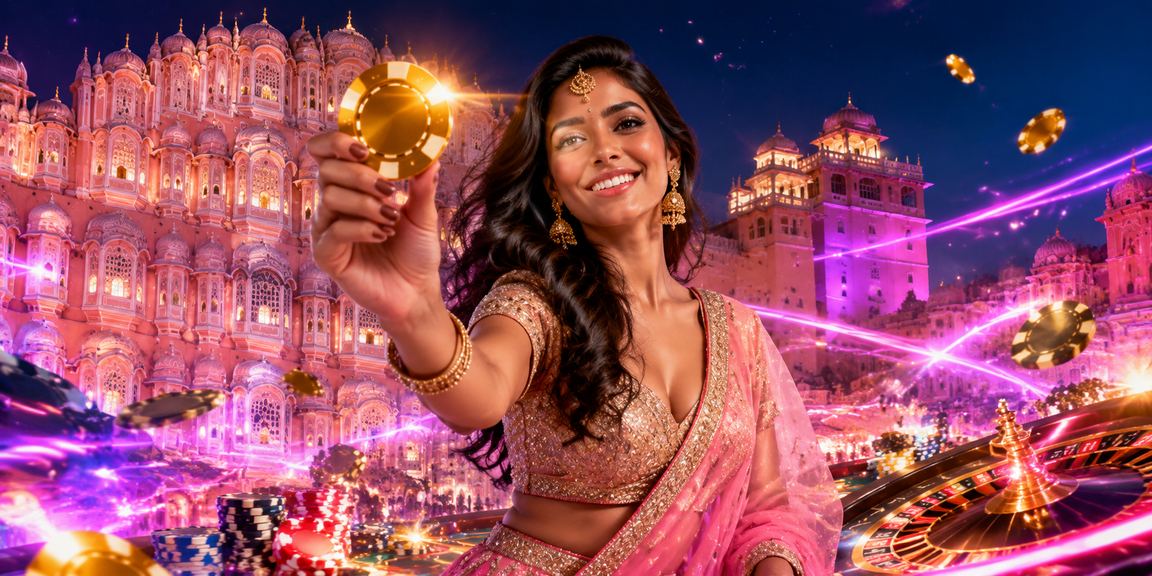 Jaipur Hawa Mahal with casino mobile app interface